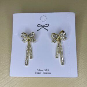 Dazzling Gold & Crystal Bow Drop Earrings